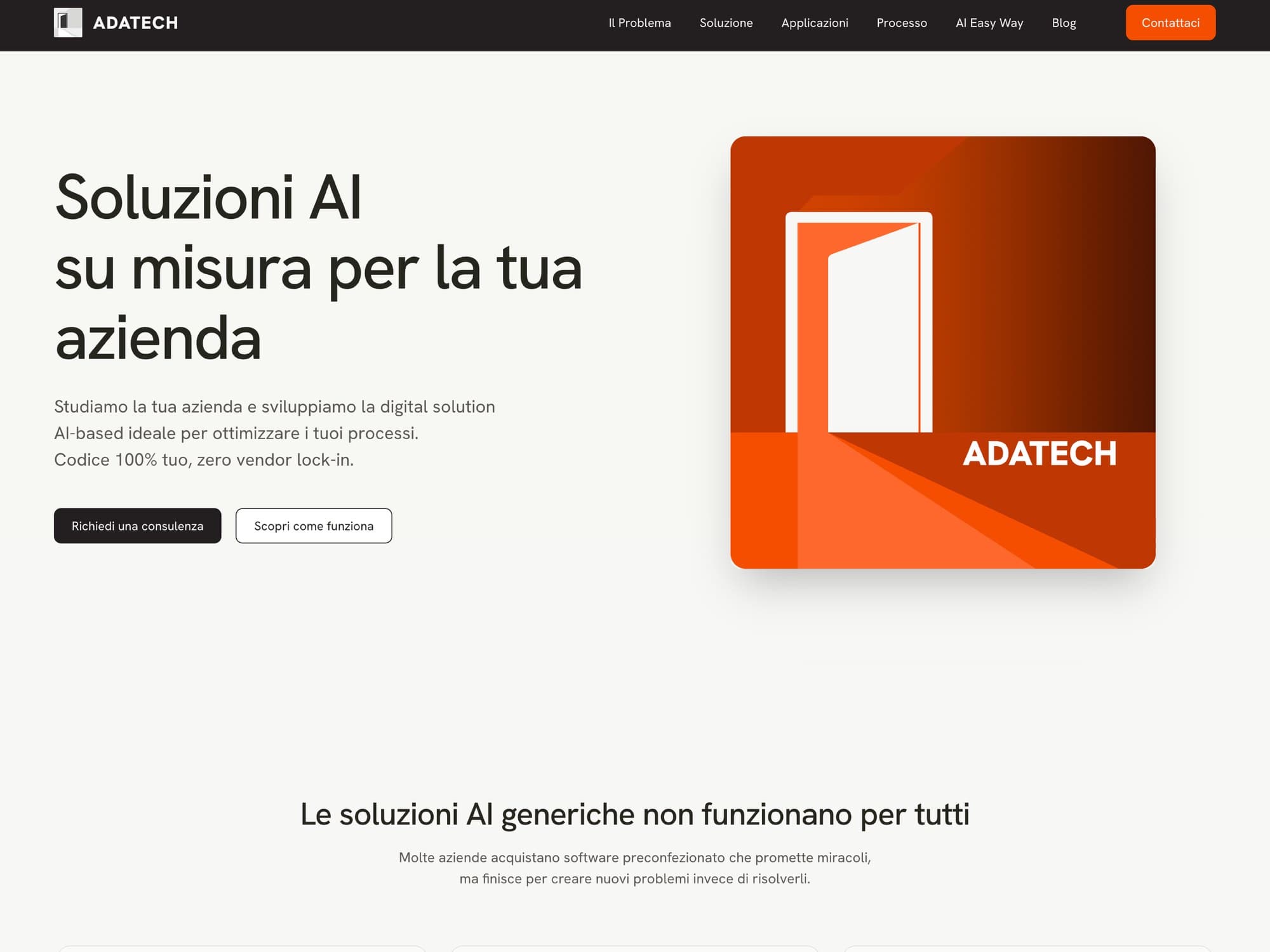Il sito AdaTech — soluzioni di intelligenza artificiale su misura